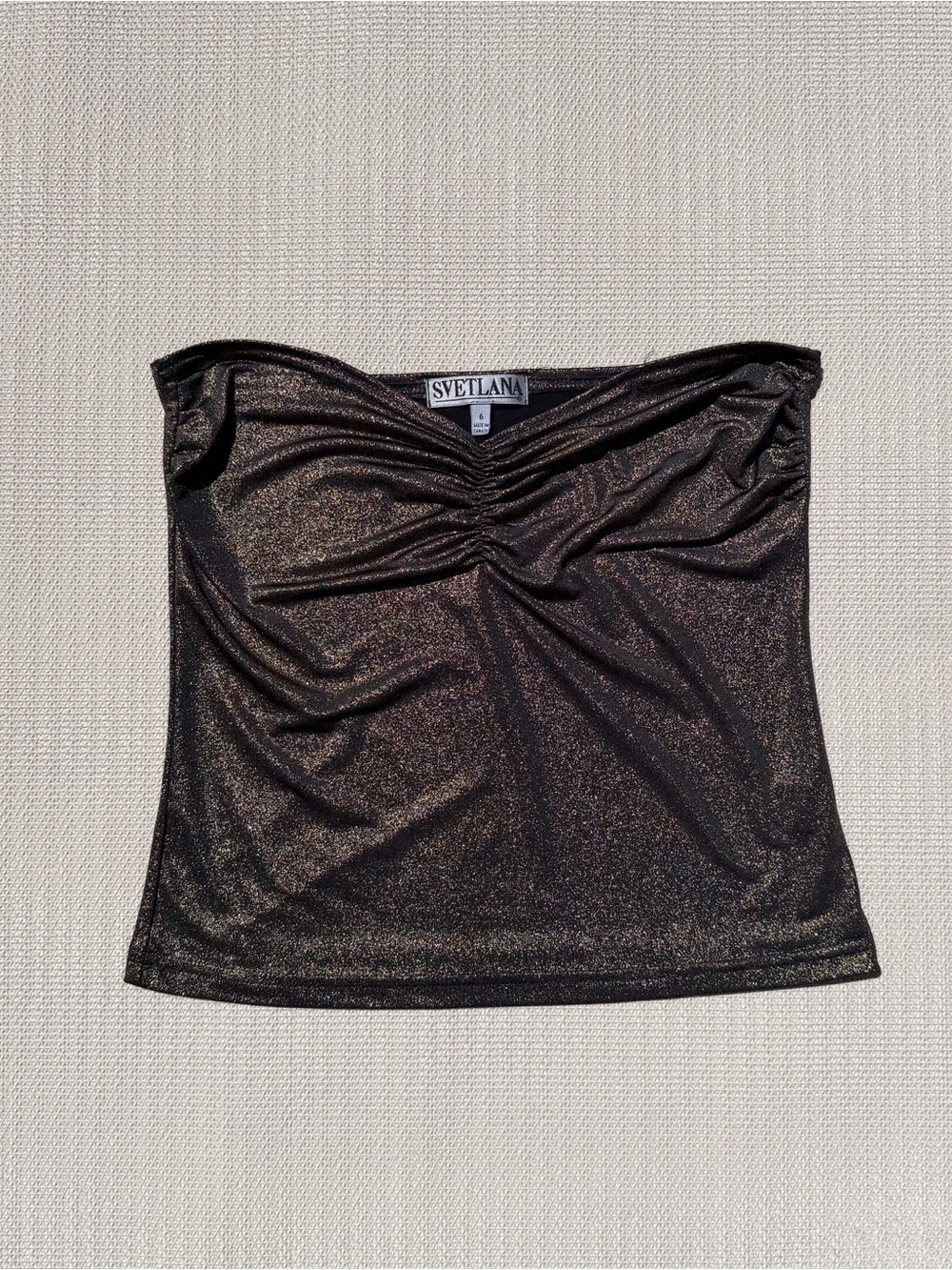 Vintage 90's Bronze Metallic Rouged Front Summer Strapless Tube Top
